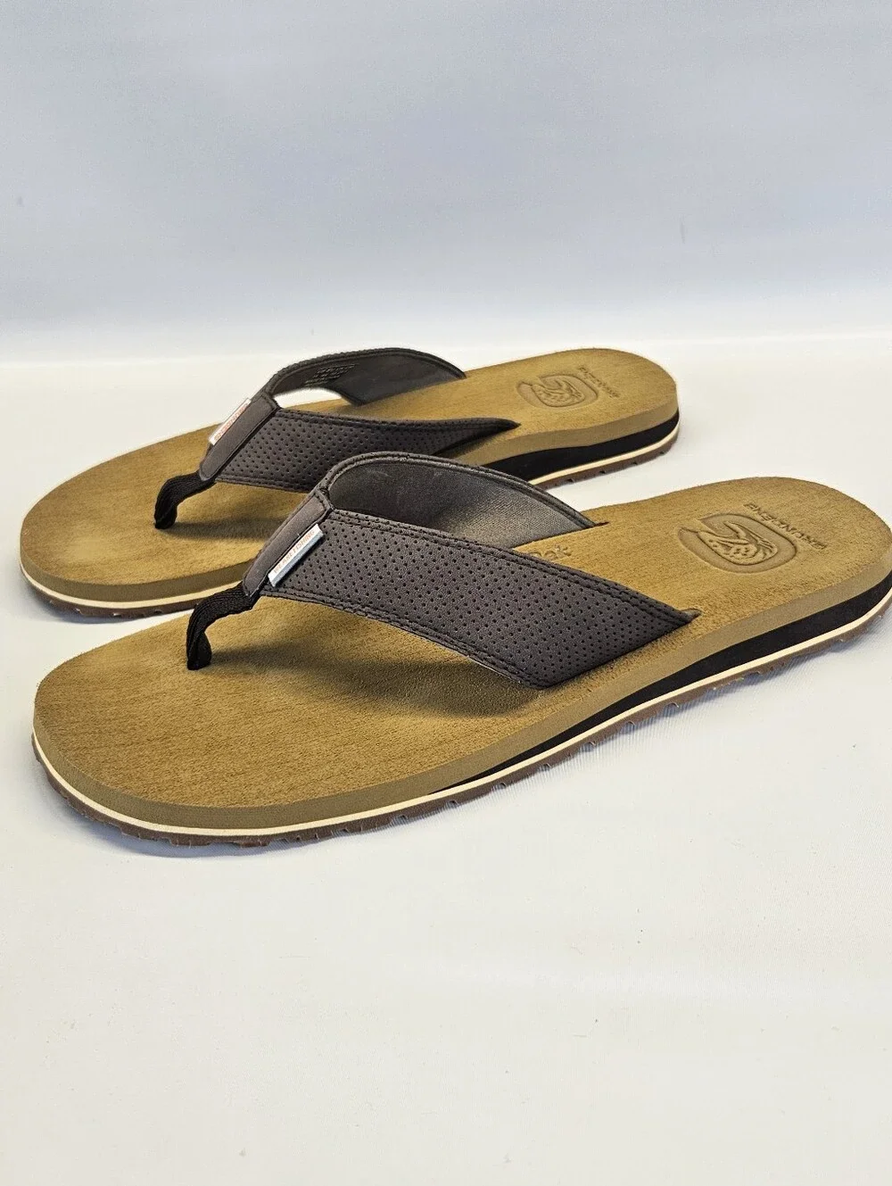 Grundens Sandals SeaDek Flip Flops Mens Size 11 Brown Post Toe Vacation Beach
